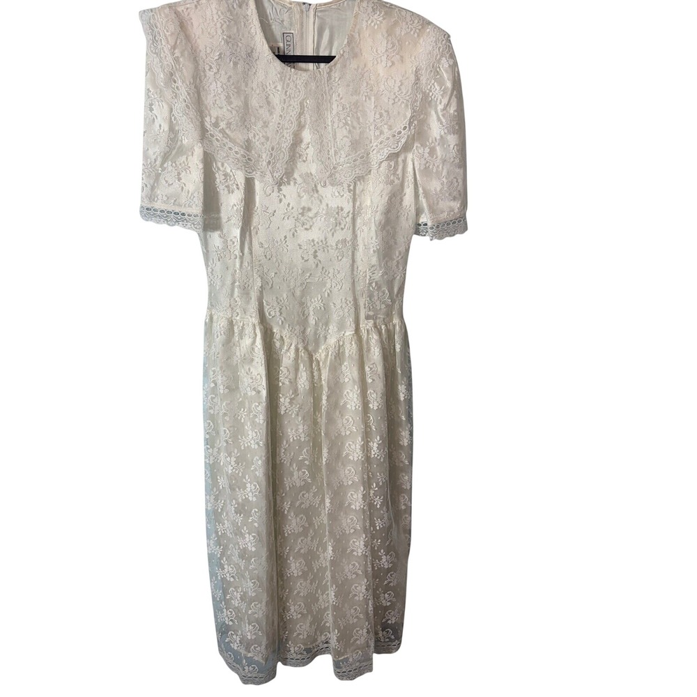 Vintage Gunne Sax Ivory Lace Prairie Dress 13/14 Bridal Victorian Cottagecore